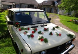 Przednia maska fiata ozdobiona goździkami