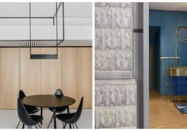 Od lewej strony wnętrze apartamentu w Krakowie zaprojektowane w pracowni MUS ARCHITECTS oraz wnętrze agencji reklamowej 'Hand made' autorstwa Beza Projekt.