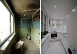 wąska kuchnia, metamorfoza wnętrz,