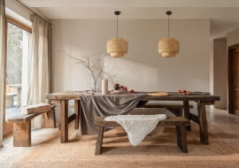 Jadalnia w stylu japandi.