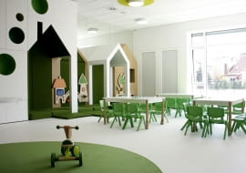 Żłobek Miejski nr 1 w Wągrowcu. Projekt budynku - biuro projektowe Wojciecha Błaszaka - Pracownia 21; projekt wnętrz - DECOCAFE