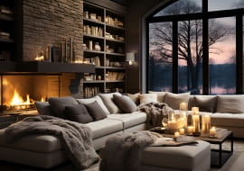 Pięknie wygląda w domu ciepłe światło prawdziwego ognia, świec lub kominka, ale warto je wzmocnić oświetleniem sztucznym, np. włączając kinkiet Chillin z tkaninowym kloszem.