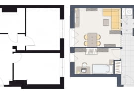 Salon jak najbliżej kuchni - rozwiązanie 1