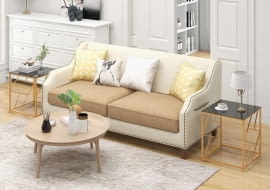 Kwadratowy stolik kawowy ze szklanym blatem