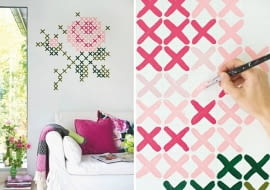 haft krzyżykowy, ściana, DIY, zrób to sam