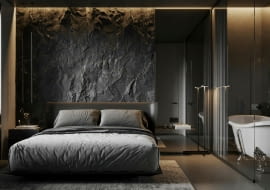 Sypialnia połączona z łazienką