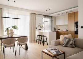 80-metrowy apartament w stylu japandi na warszawskich Siekierkach