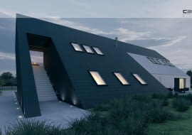 Projekt domu jednorodzinnego pod Poznaniem z garażem na 8 miejsc postojowych