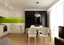 Efekt barwionego szkła na ścianie. Projekt: Icona studio