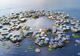 Oceanix City - pływające miasto. Proj. BIG (Bjarke Ingels Group).