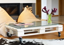 Stolik kawowy z palety - na kółkach