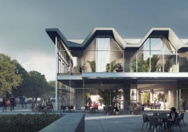 Projekt koncepcyjny pawilonu Emilia po przeniesieniu obiektu na skraj Parku Świętokrzyskiego