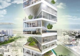 W spiralnie skręconym wieżowcu w Limie (projekt- LYCS Architecture) każdy apartament posiada własny niewielki ogród.