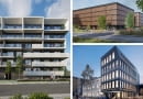 Z lewej: LaVie House; Z prawej - na górze: Błonia Residence; Z prawej na dole: Schindler Office. Proj. STANDart ARCHITEKCI.