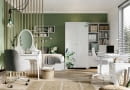 Meblik_szafa 100 Nature   regał 100 wysoki Nature   biurko flex white   box Nature   krzesło Solar Stone   krzesło Royal szare   toaletka ReStyle white