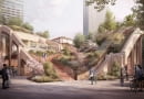 Pergola w Tokio w Toranomon-Azabudai. Proj. Studio Heatherwick