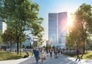 Wizualizacja wieżowca Widok Towers, budowanego z tyłu za Rotundą, na miejscu dawnego biurowca Universal