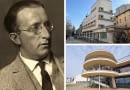 Z lewej: Erich Mendelsohn; Z prawej na górze: Dom Tekstylny Weichmanna w Gliwicach; Z prawej na dole: De La Warr Pavilion w Bexhill-on-Sea