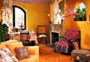 WNETRZA POKOJ MEBLE KOLOR LACZENIE WZOROW STYLIZACJA CARMEN PEREZ FOT. RAFAL LIPSKI PUBLIKACJA CZTERY KATY NR 6 (188) - 6 2007 SLOWA KLUCZOWE: ARCHITEKTURA MEBLE WNETRZA