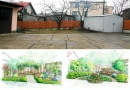 Projekty ogrodu między garażami