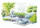 Ogródek japoński z bonsai - projekt
