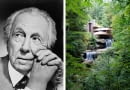 Z lewej: Frank Lloyd Wright; z prawej: Fallinwater (Dom nad wodospadem)