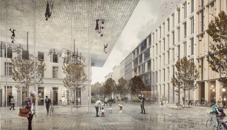 Koncepcja zagospodarowania fragmentu ulicy Komuny Paryskiej wraz z przestrzeniami publicznymi na styku ulic Kościuszki (plac trójkątny) i Pułaskiego we Wrocławiu. Proj. Marta Dąbrowska i Anna Okoń