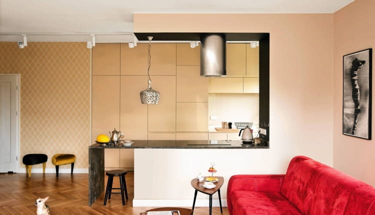 wystrój wnętrz, kuchnia otwarta, aneks kuchenny