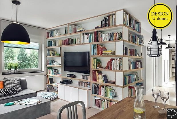 Mieszkanie w Gdańsku (3 pokoje, 60 m kw.) - salon; proj. Monika Potorska, Andrzej Kondratowicz, Anna Haśkiewicz.