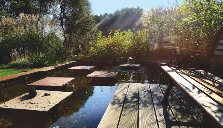 KĄPIELISKO z nietypowym przejściem po kamiennych płytach