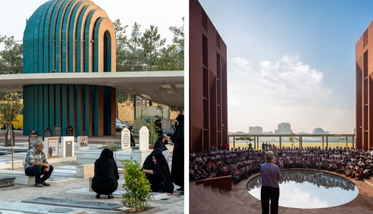 Fot. z lewej: Grobowiec Shafagh w Ardakan; Fot. z prawej: Akademia im. Agi Chana w Dhace