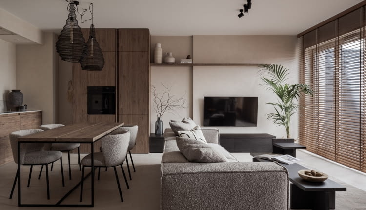 Aranżacja 52-metrowego mieszkania w stylu japandi - projekt pracowni TORGA