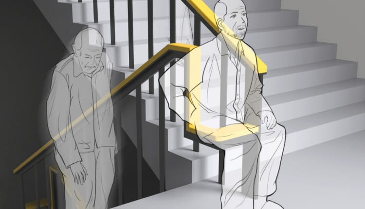 Poręcz zaprojektowana z myślą o seniorach  -"Rest for w while" (pol. odpocznij na chwilę)