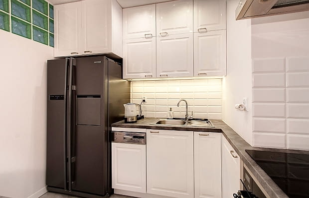 kuchnia, biała kuchnia, kuchnia retro, kuchnia z szarością