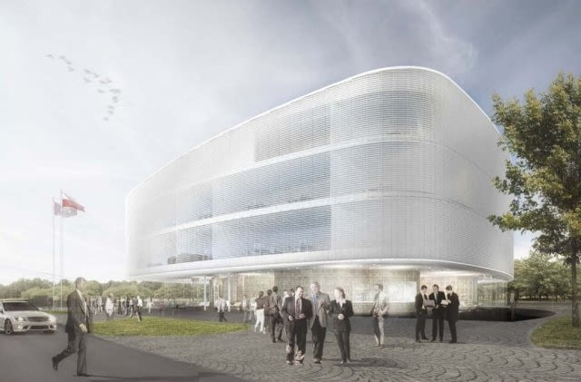 Nowa siedziba PZPN. Widok od frontu budynku.