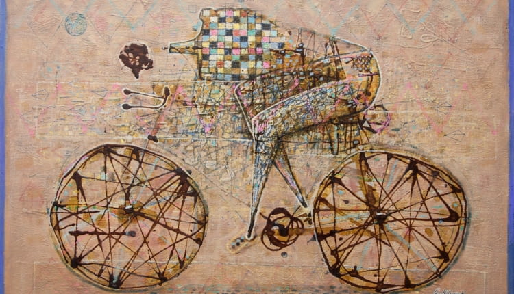 Cyklista, 100x140, 2021, Grzegorz Klimek, Wystawa Interferencje, Station of Art Gallery