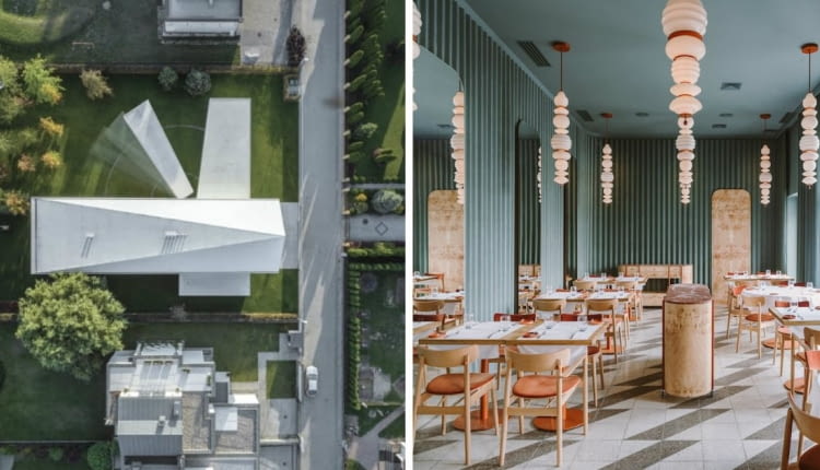 Z lewej: Dom Kwadrantowy. Proj. Robert Konieczny KWK Promes; Z prawej: Restauracja Opasły Tom. Proj. BUCK.STUDIO