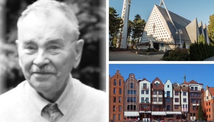 Z lewej: Szczepan Baum: Z prawej na górze: Kościół pod wezwaniem Wniebowzięcia NMP we Władysławowie; Z prawej na dole: Hotel Hanza w Gdańsku