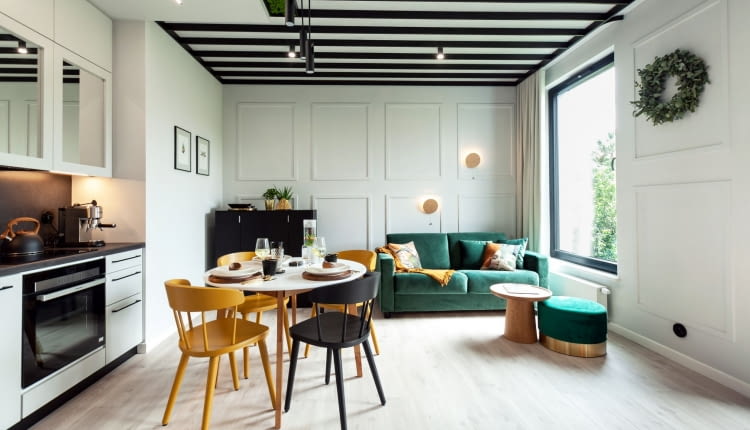 nowoczesny salon z kuchnią
