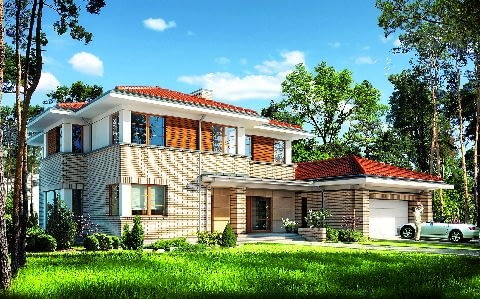 Elewacja frontowa, dom na dzisiejsze czasy