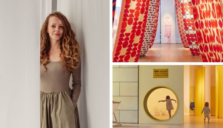 Fot. z lewej: Dorota Terlecka (Biuro Kreacja); Fot.z  prawej na górze: Alicja Wyszogrodzka. Polskie projekty Polscy projektanci -Muzeum Miasta Gdyni 2025-2026; Fot. z prawej na dole: W Gdyni nie pada - Muzeum Miasta Gdynia