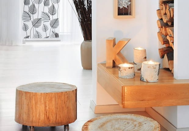 WNETRZA , POMYSLY NA WYKORZYSTANIE NATURALNYCH MATERIALOW ( KAMIENI , MUSZELEK , ROSLIN ) W DEKORACJACH ;NZ SWIECZNIKI Z KAWALKOW BRZOZYSTYLIZACJA KINGA KOLARY - SKOMROFOT. RADOSLAW WOJNARPUBLIKACJA CZTERY KATY NR 4 (246) - 4 2012