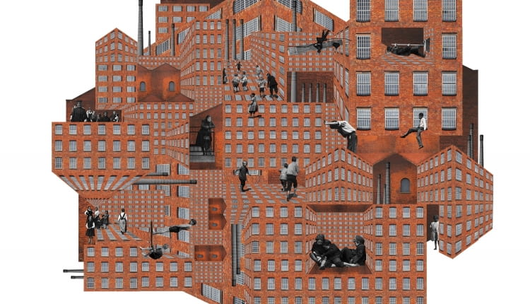 An industrial city, kolaż, na podstawie Ernesta Jonesa A northern English town. Część instalacji wizualno-dźwiękowej Unwell-Tuned Architecture of Dystopia