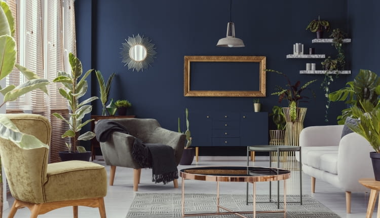 Granatowy salon - inspiracje