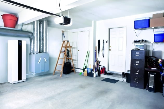 +Clean empty swept interior suburban garage.