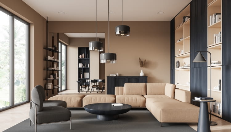 Książki w salonie.