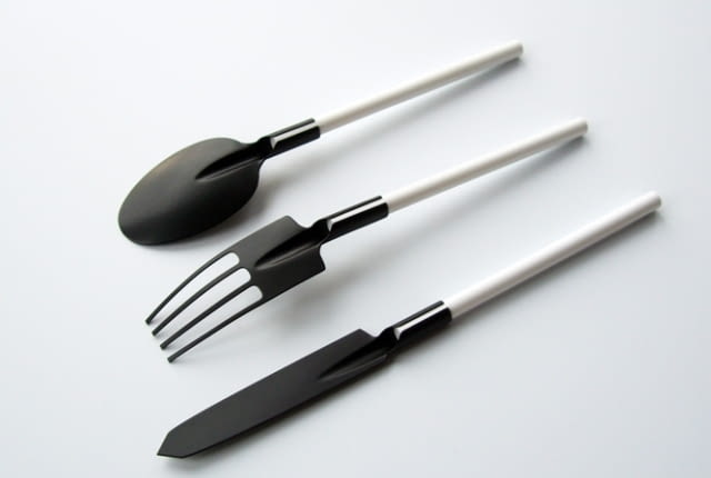 Sztućce inspirowane narzędziami ogrodowymi