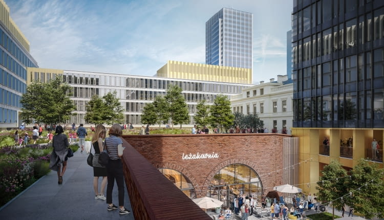 Browary Warszawskie: Plac Dolny poniżej Ogrodu Centralnego