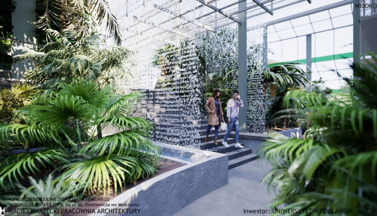 Wizualizacja koncepcji odbudowy palmiarni UWr autor Maciej Marzecki Pracownia Architektury 3