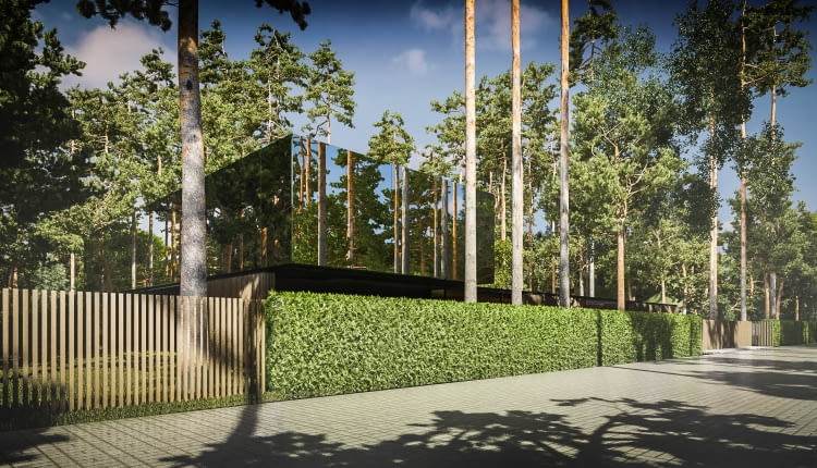 Lustrzana rezydencja skryta w zieleni